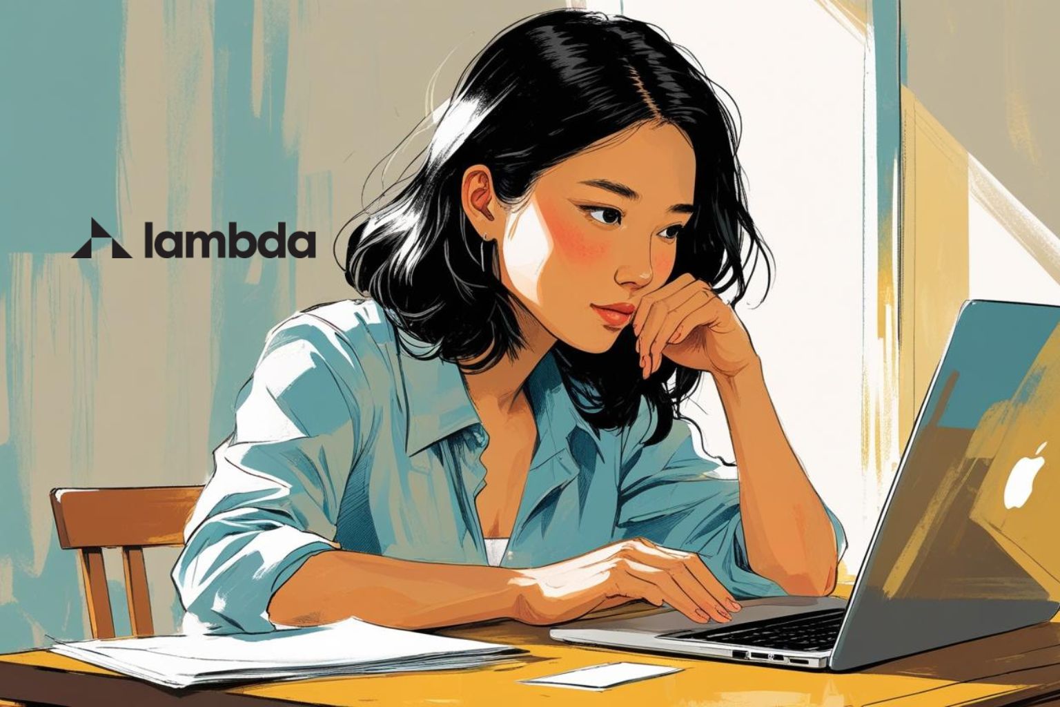 Ажлын ширээнд суугаад ирээдүйгээ эргэцүүлж буй эмэгтэй